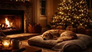 Christmas Night 🎄 | Dog Sleeping | Fireplace & Silent Ambience (8 Hours)