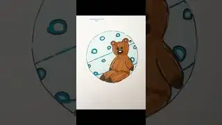 ASMR doodle little bear 🐻 #shorts #shortsviral #asmr #art #coloring #relaxing #satisfying