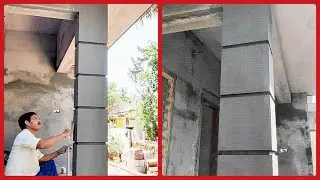 New Model Pillar Design Using Cement and Sand || Beautiful Pillar Plastering Design for Homes