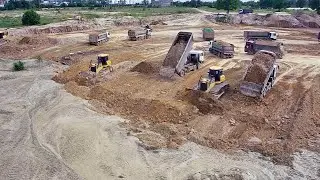 Amazing Big pond filling continue construction Machinery Operating skills Bulldozer and Dump truck