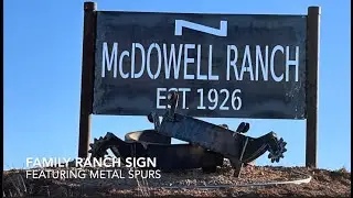 Family Ranch Sign featuring Metal Spurs