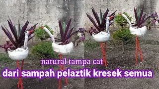 cara buat pot bunga angsa - pot dari sampah plastik - ide membuat pot dari helm bekas