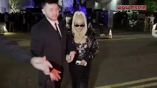 Christina Aguilera and beau Matthew Rutler arrive at Drake's star studded Super Bowl party!