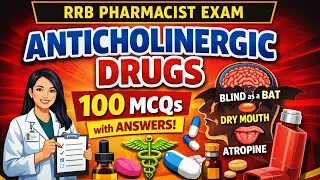 Anticholinergics mcq for rrb pharmacist exam #rrbpharmacist #rrb #pharmacology 