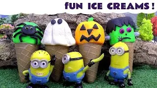 Minions Halloween Story With Play Doh Ice Creams