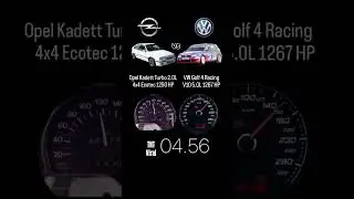 VW Golf 4 Racing V10 5.0L 1267 HP vs Opel Kadett Turbo 2.0L 4x4 Ecotec 1250 HP