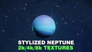 Stylized Planet Neptune 3D Model 2k 4k 8k Textures