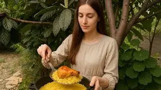 Traditional Persian Rice with Crispy Chicken Tahdig | Village Cooking in Nature