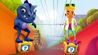 Subway Surfers Gameplay - Nick Neon Outfit vs Dino/ Cartoons Mee