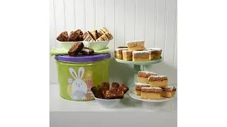 David's Cookies Bunny Tin w/32pc Brownies/Crumb Cake
