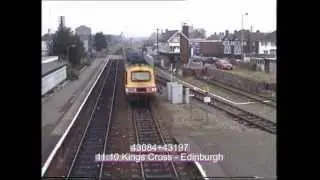 HSTs cross at Sleaford in January 1991