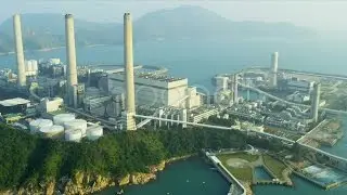 Aerial View Lamma Power Station, Hong Kong. Stock Footage