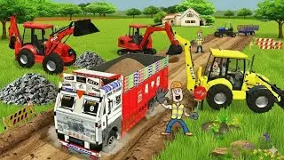 Drive JCB and UploadingStones From LorryTruck in Game#truck #jcb #tractor #dumper#games 0139 #viral 