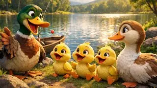 🐟 Duck Family Fishing Adventure | 3D Cartoon Moral Story in Hindi