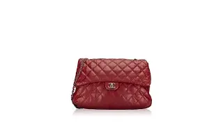 Chanel Lambskin Quilted Jumbo 3 Accordion Flap Bag Red