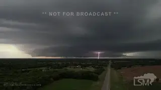 05-31-2022 Arkansas City, KS - Tornado Warned Supercell with  Rotation - Drone - Lightning Strikes
