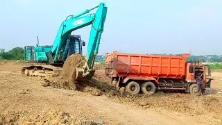Excavator Loading Soil Into Truck, Truck and Excavator Project, Galian Tanah Lahan Untuk Bikin Rumah