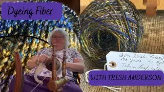 Dyeing with Trish Anderson  mixing solutions and dyeing roving