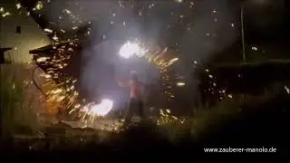 Feuershow, 1000 Jahre Ailsbach, Zauberer Manolo, Funkenstab,
