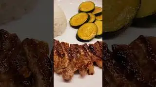 Criss Cross Sliced Steak Zucchini and Rice Meal
