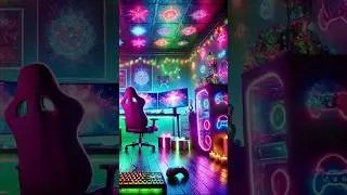 『ネオンに輝くゲーマーズ・ノエル』(Neon-Lit Gamer's Noel)#ゲーミングクリスマス #ネオンアート #RGBライティング #ゲーム部屋 #未来感 #iPadProM4で制作