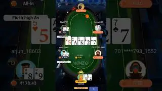 Winzo Poker Wining 🎉By #Flash high As with 100% luck.&rdquo;🥳🎉#poker #gaming#shorts