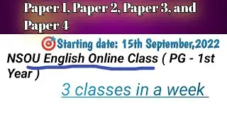 PG Online Class// Netaji Subhas Open University PG English Class// NSOU PG English online class