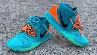 KYRIE 6 ORACLE AQUA ON FOOT WITH LACE SWAP