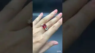 5.03ct Three-Stone Cushion Cut Ruby Engagement Ring in Gold