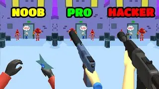 Gun Master 3D: Shoot 'Em Down Gameplay - NOOB vs PRO vs HACKER (iOS/Android)