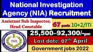 Assistant Sub Inspector, Head Constable-National Investigation Agency| #governmentjobs #engineerjobs