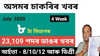 Latest Assam Job Recruitment 2020 // total vacancy @23,109 // July August New Job Notification //