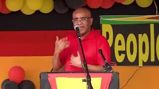 PPP General Secretary Bharrat Jagdeo addresses party supporters and activists in Linden