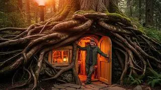 Building a Hidden House Inside Giant Tree Roots  60 Days Solo Bushcraft