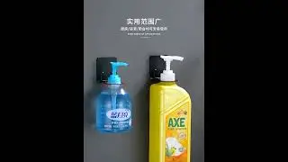 304 Stainless Steel Wall Mounted Shampoo Bottle Shelf Liquid Soap Shower Gel Organizer Hook Holder F