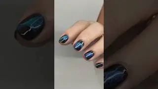 🌌Gel manicure + hand painted art 🌌 #handpaintednailart #artnails #nailtutorial #naildesign