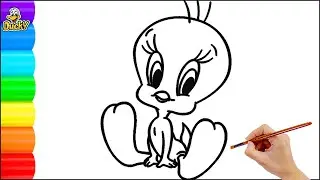 how to draw little yellow duck for kids
