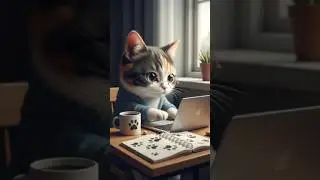 Little Cat Working On A Desk #cat #littleittle #DreamScreenAI  #kitten