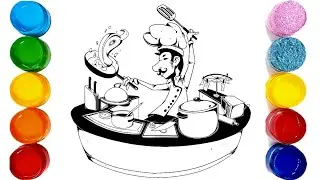 Let's Draw Chef Cocking Easy |  Step by Step Chef Drawing&Coloring | Chef Cocking Drawing Tutorial