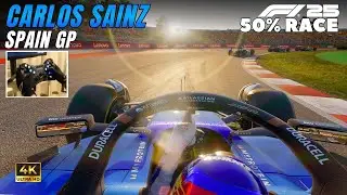 F1 25 Carlos Sainz Williams FW47 - Spain GP | 50% Sunset Race 4k Path Tracing | Steering Wheel POV