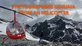 Photographing Ushuaia from an helicopter