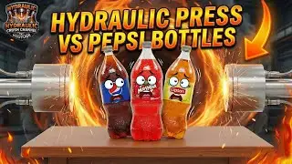 Hydraulic Press Crushing Pepsi Bottles