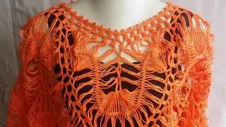 Blusa laranja de crochê de grampo