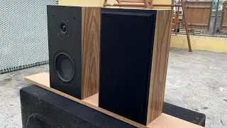 Wall hanging speaker cabinet 6.5&rdquo; mid bass and 4&rdquo; tweeter with wooden texture vinyl wallpaper 