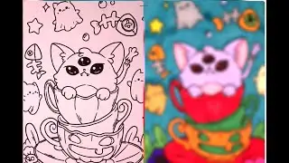 ASMR Creepy & Cute Colouring Book || Wizard Cat 🐈🪄  Part 1🎨
