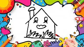 How To Draw cute House Drawing, Painting & Coloring For Kids and Toddlers_🌈🎨 🐋