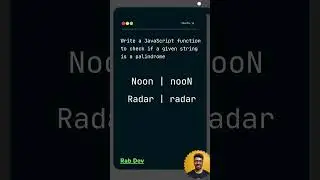 Javascript interview question part 2 Palindrome program javascript #javascript #interviewquestions