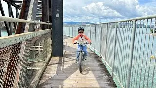 🇳🇿 Cycling Across Matapihi Train Bridge | A Unique Ride in Tauranga, NZ