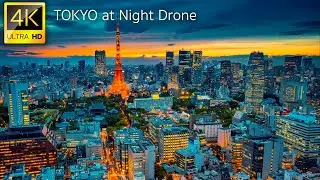 Tokyo, Japan in 4K Drone at Night | Explore Tokyo at Night with 4K Drone Film