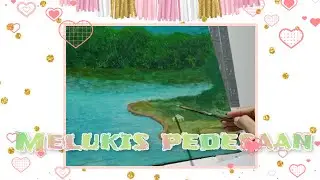 melukis pedesaan di tepi danau #99seni